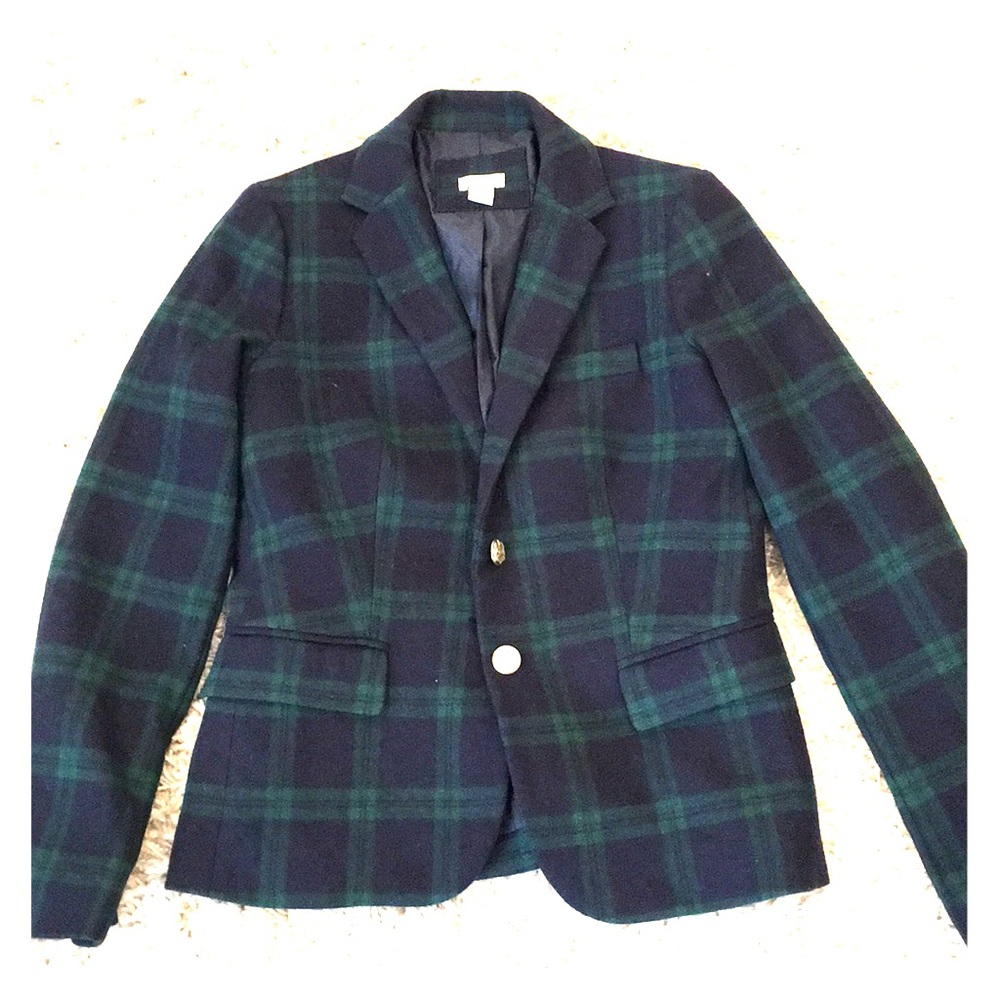 Jcrew factory green checked blazer